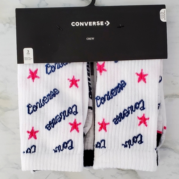 Kids Converse ⭐️ Crew Socks 3 pack - Picture 1 of 9